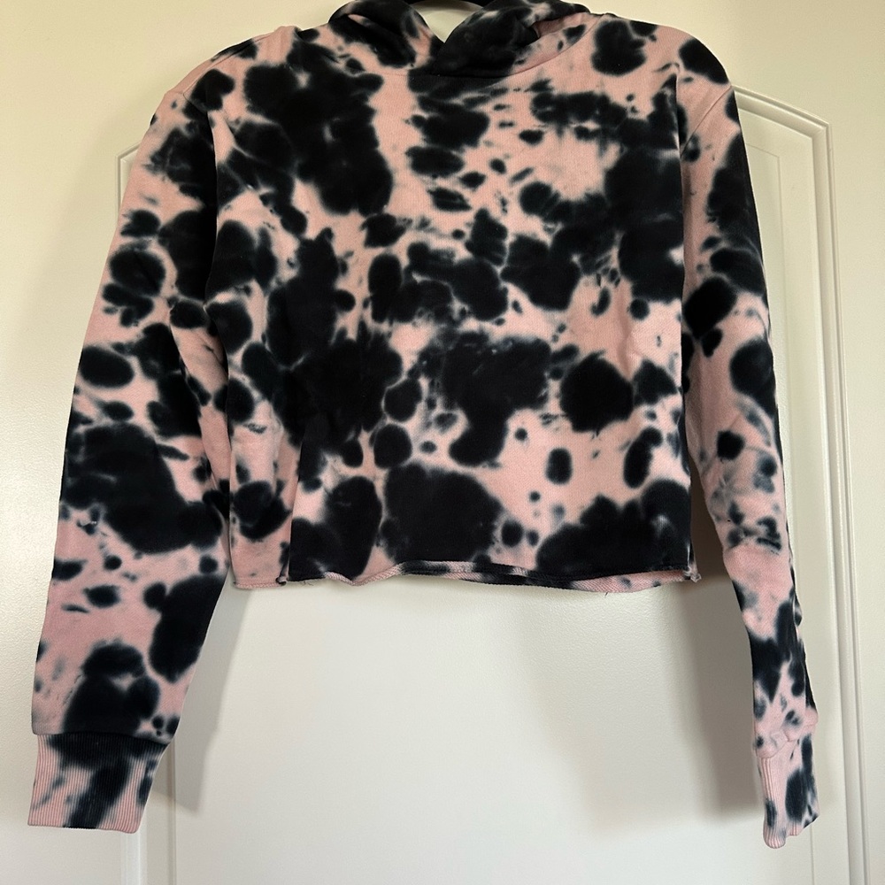 525 America Pink and Black Tie-Dye Cropped Sweatshirt